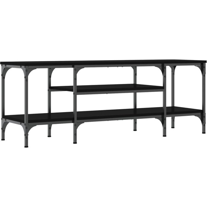 Mueble tv de hierro y contrachapado negro 121x35x45 cm - comfortxl