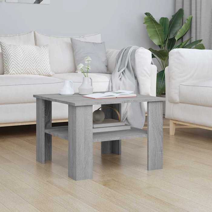 Mesa de centro sonoma, gris, 60x60x42 cm, madera de ingeniería.