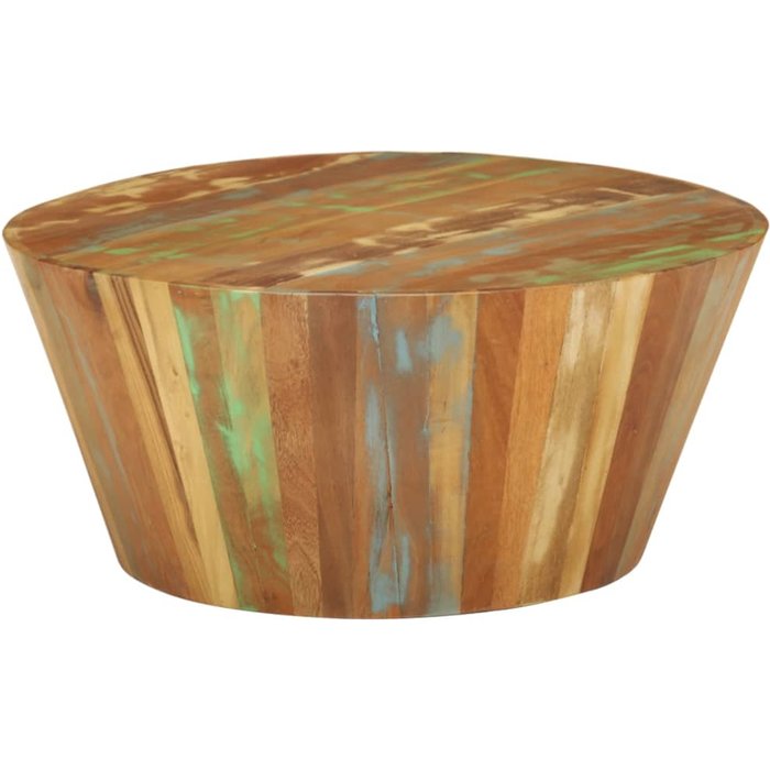 Mesa de centro ø65 x 31 cm madera maciza recuperada multicolor dec040229