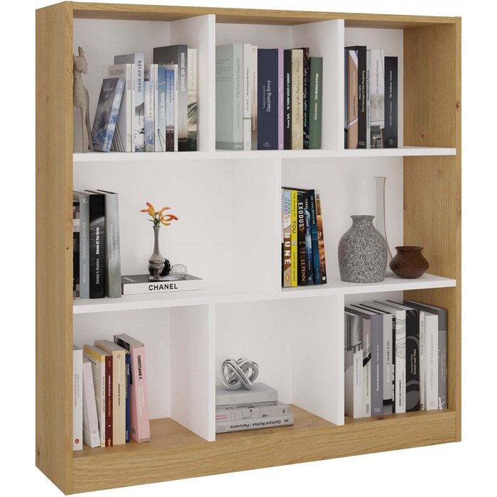 Librería roble artisan / blanco, 100 x 104 x 24 cm