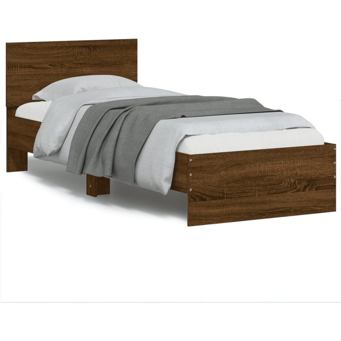 Maison exclusive - estructura de cama cabecero luces led marrón roble 75x190 cm