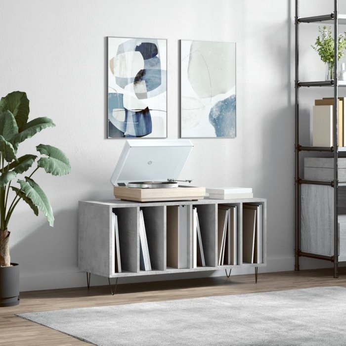 Mueble discos madera gris hormigón 100x38x48 cm unico / gris