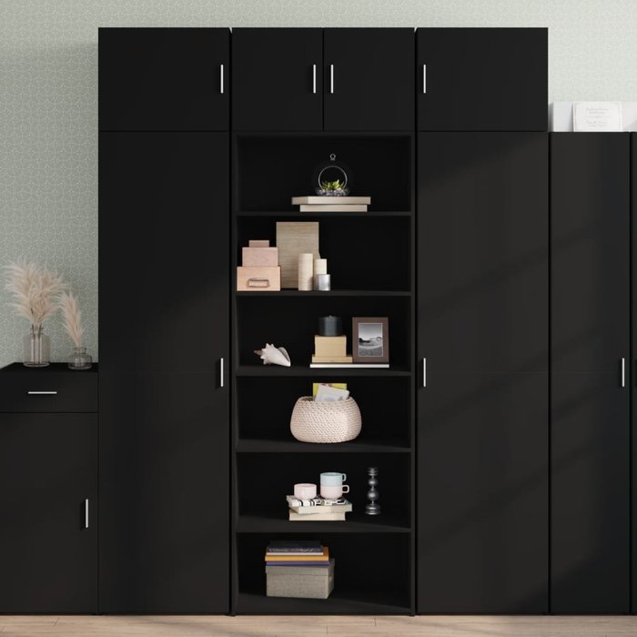 Vidaxl aparador alto madera contrachapada negro 70x41x185 cm