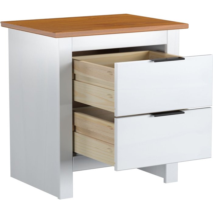 Mesita de noche robusta 2 cajones blanco 49x46x35 cm