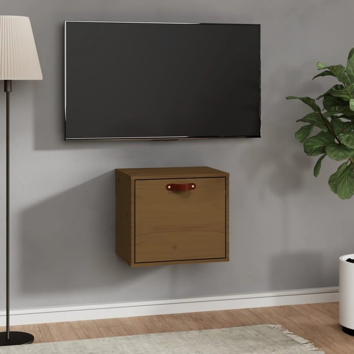 Mueble de pared marrón miel 40x30x35 cm madera maciza de pino