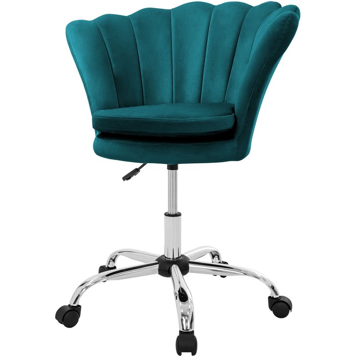 Silla de oficina asiento de terciopelo azul petróleo sillón ergonomico moderno
