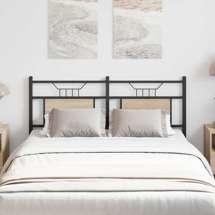 Maison exclusive - cabecero de madera de ingeniería y acero roble sonoma 140 cm