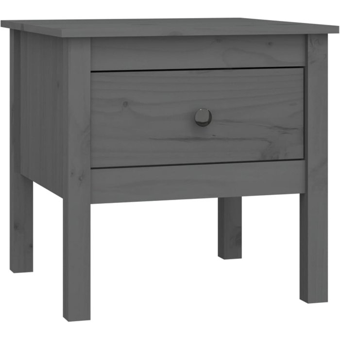 Mesa auxiliar de pino macizo en color gris 50x50x49 cm - comfortxl