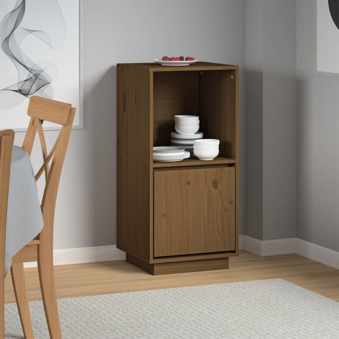 Aparador color miel, 38x35x80 cm, madera maciza de pino.