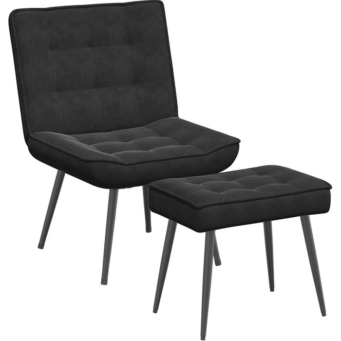 Sillón de relax | silla de relax con reposapiés terciopelo negro cfw43085