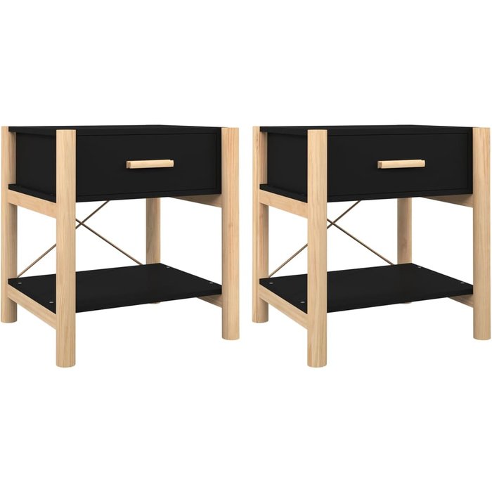 Mesitas de noche 2 piezas negro 42x38x45 cm madera contrachapada