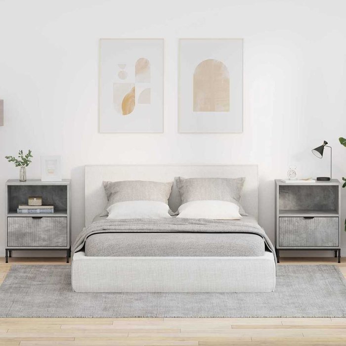 Vidaxl mesas de noche con cajón 2 pcs gris hormigón 49 x 36 x 61 cm