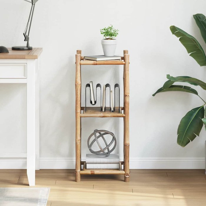 Estantería cuadrada de bambú de 3 niveles