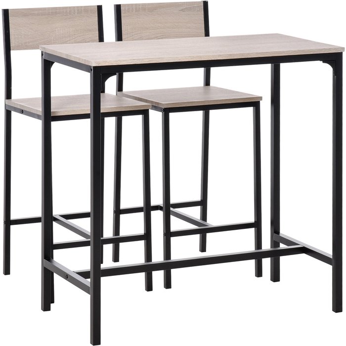 Muebles de bar homcom mdf, metal natural y negro 89x45x87 cm 835-135