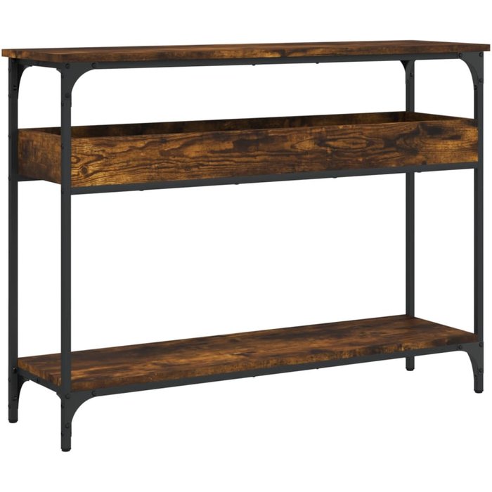 Mesa consola estante madera ingeniería roble humo 100x29x75 cm - comfortxl