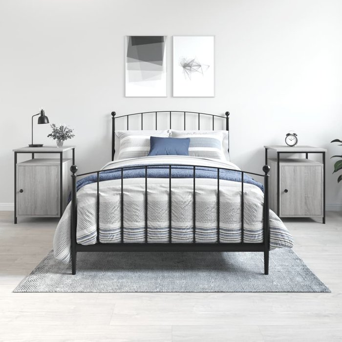 Vidaxl mesitas de noche 2 uds madera contrachapada gris 40x42x60 cm