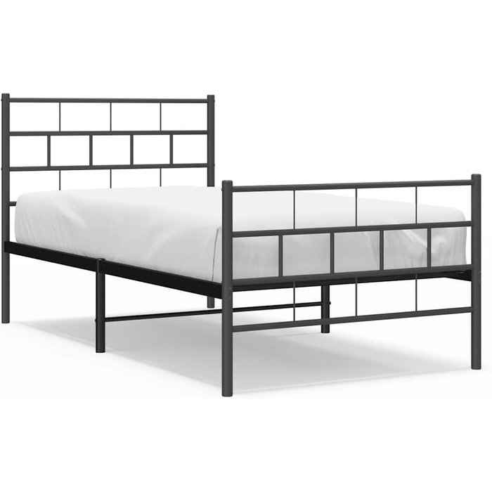 Estructura cama sin colchón con estribo metal negro 100x200 cm — comfortxl