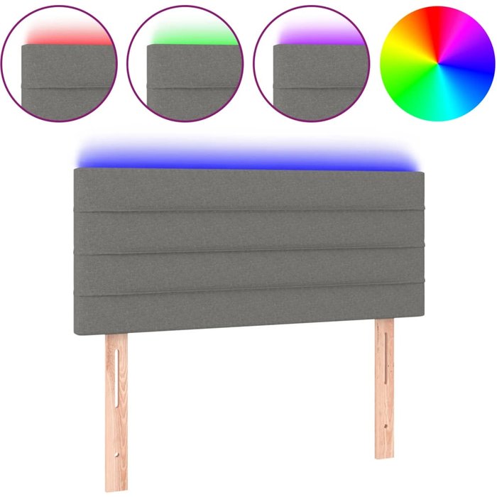 Cabecero cama - mueble cabecero con led de tela gris oscuro 100x5x78/88 cm