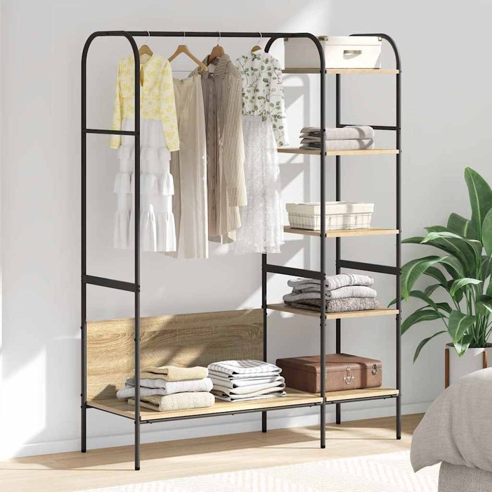 Vidaxl perchero con estantes roble de sonoma 120x44x160 cm madera elaborada