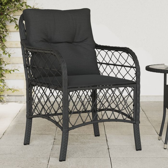 Vidaxl sillones de jardín con cojines 2 uds ratán sintético negro