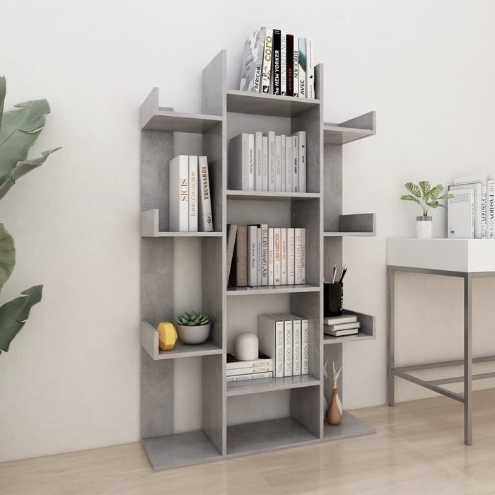 Maison exclusive - librería de madera contrachapada gris hormigón 86x25,5x140 cm