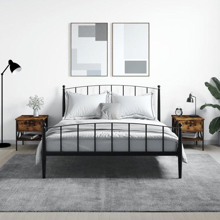 Mesitas noche 2 uds madera ingeniería roble ahumado 40x42x45 cm - comfortxl