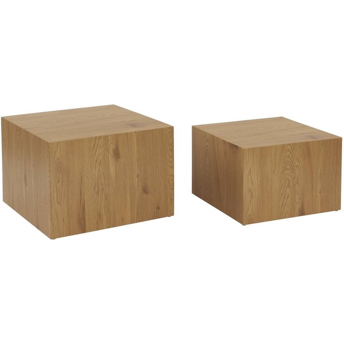 Mesas de centro cuadradas efecto fresno, set de 2, sylva, natural, 58x58x40 cm