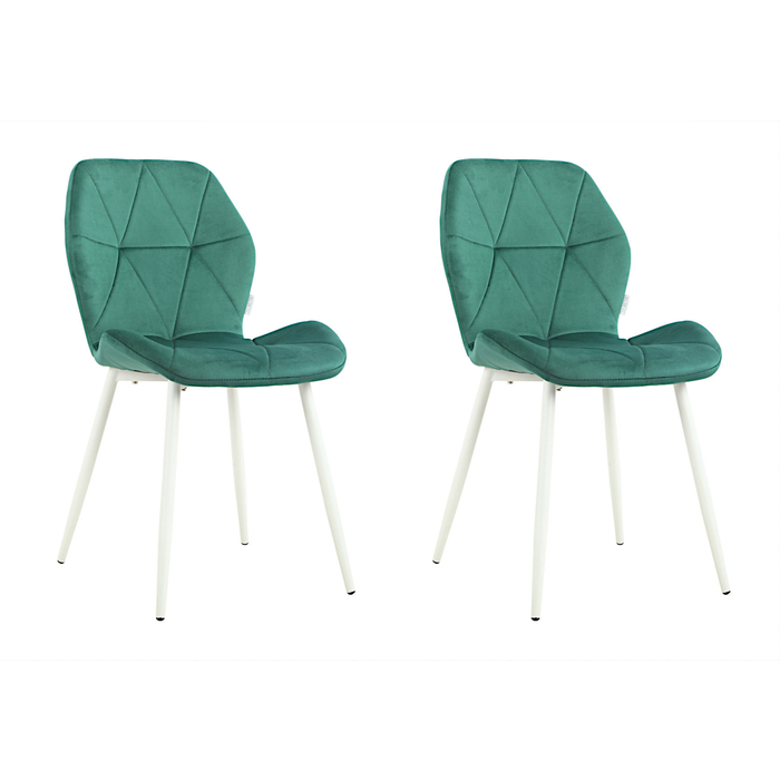 Pack 2 sillas de comedor batt emerald tejido buklya con patas de metal blanco