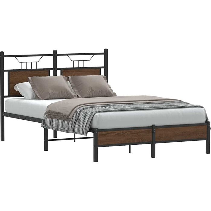 Estructura de cama sin colchón madera marrón roble 120x200 cm