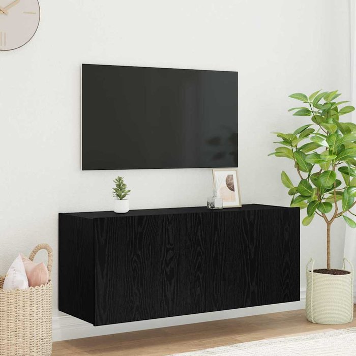 Mueble de tv de pared, roble negro, 100 x 35 x 41 cm, madera de ingeniería