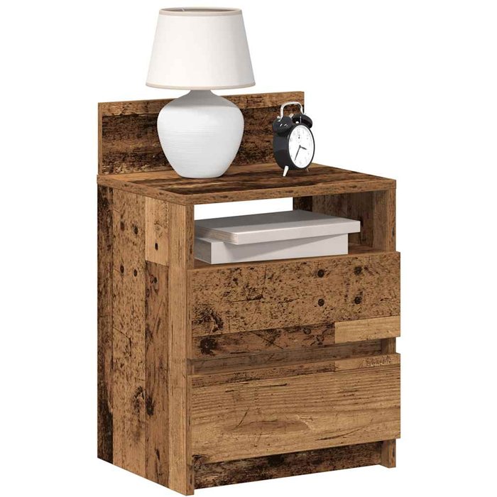 Mesillas de noche 2 unidades con 2 cajones madera vieja 40x33x60 cm