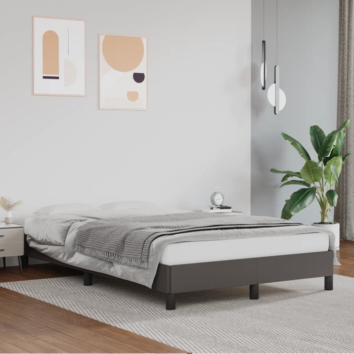 Estructura de cama gris 120x190 cm ecopiel