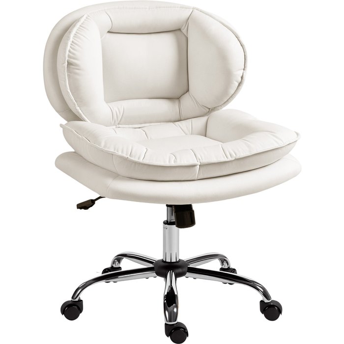 Silla de oficina homcom cuero sintético gris claro 60x65x93 cm 921-887v00lg