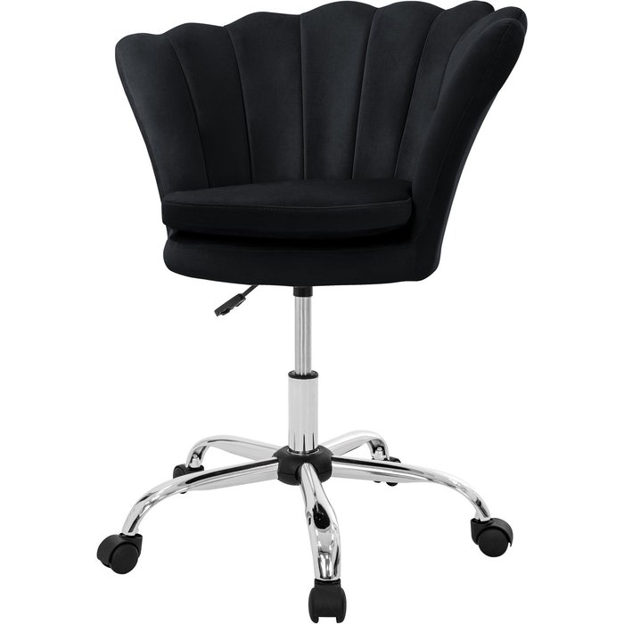 Silla de oficina asiento de terciopelo negro sillón ergonomico moderno