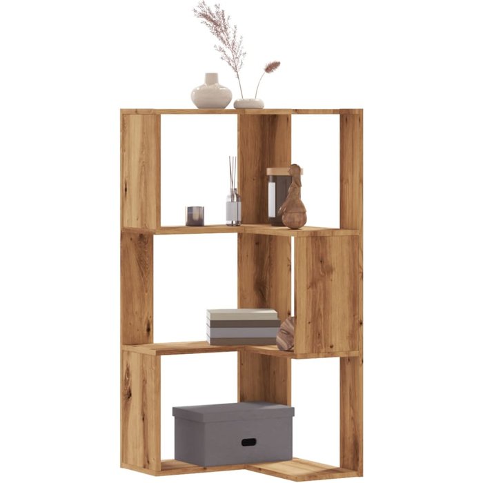 Librería esquinera 3 niveles madera contrachapada artesanal de roble