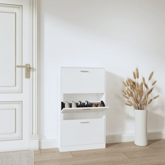 Vidaxl mueble zapatero madera contrachapada blanco 59x17x108 cm