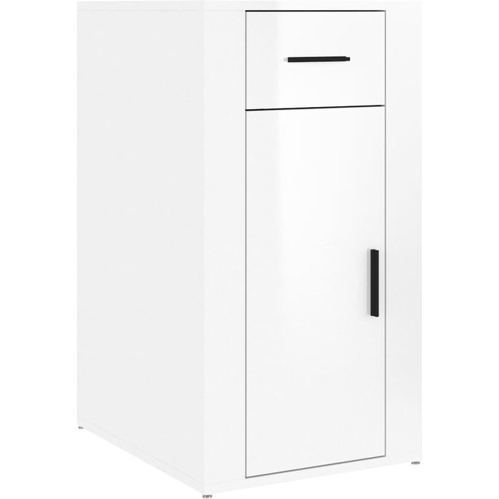 Armario de escritorio contrachapada blanco brillo 40x49x75 cm