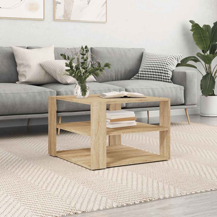 Mesa de centro sonoma de roble, 58x58x40 cm, madera de ingeniería.
