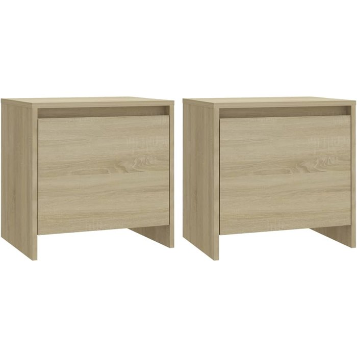 Mesita noche 2 uds madera ingeniería roble sonoma 45x34x44,5 cm - comfortxl