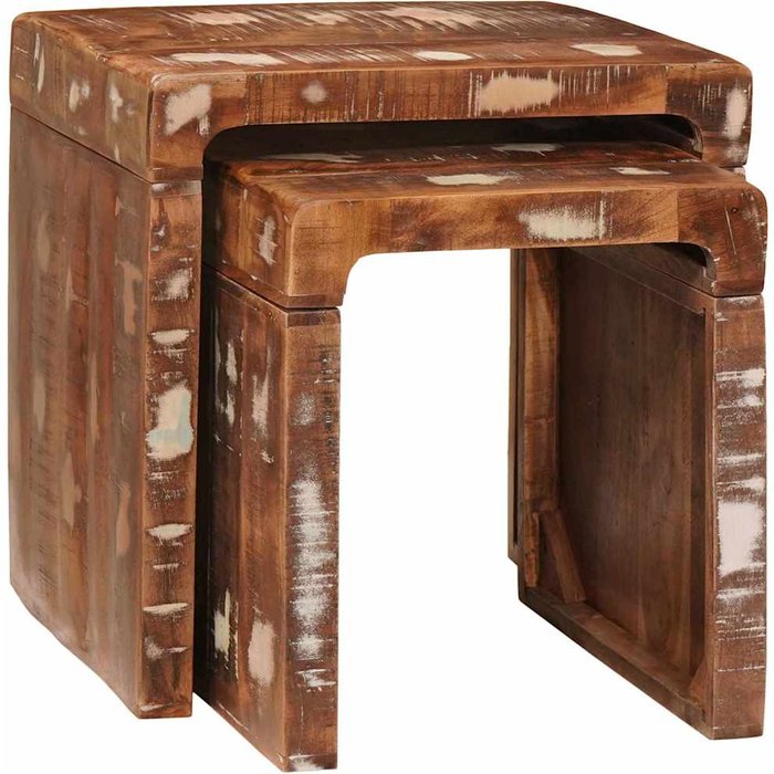 Mesas auxiliares multicolor madera maciza reciclada