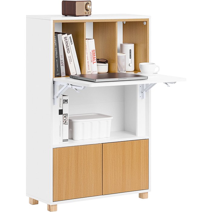 Mesa escritorio plegable con 2 puertas y 1 estante fwt107-wn sobuy es