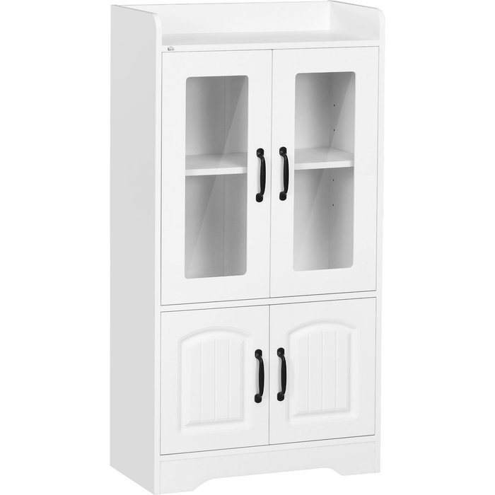 Vitrina de salón con puertas de vidrio homcom 60x30x116 cm blanco