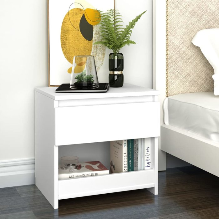 Mesitas de noche 2 piezas madera contrachapada blanca 40x30x39 cm - comfortxl