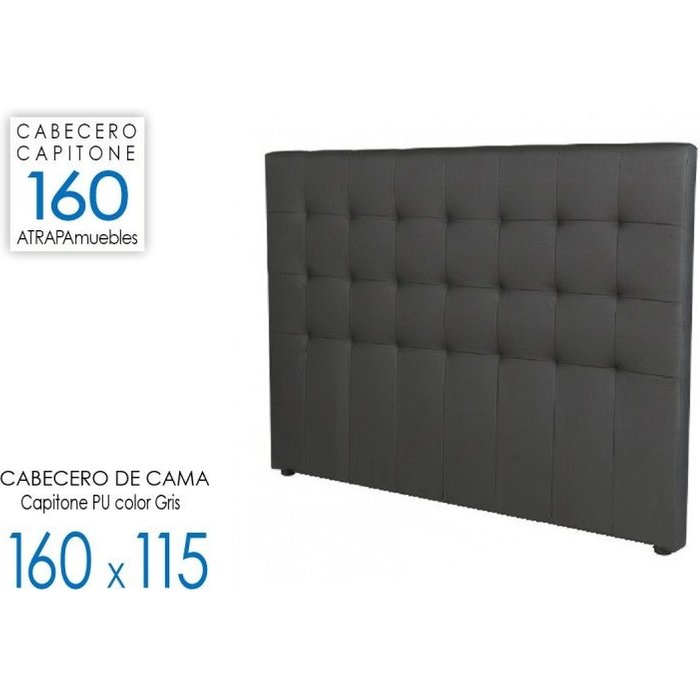 Cabecero de cama capitone pu gris 160x115