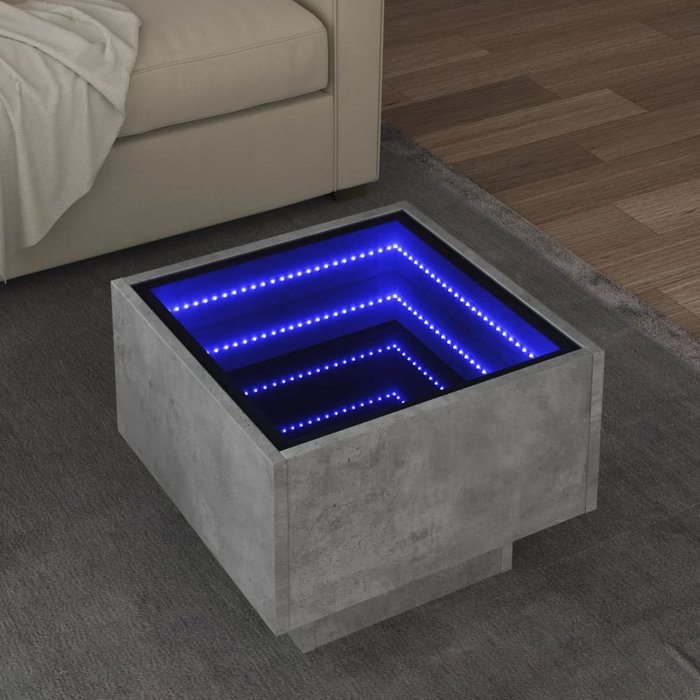 Mesa auxiliar y led madera ingeniería gris hormigón 40x40x30cm vidaxl