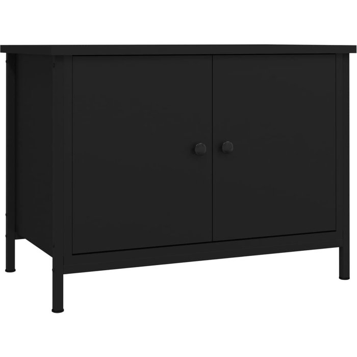 Mueble tv con puertas negras 60x35x45 cm de madera contrachapada