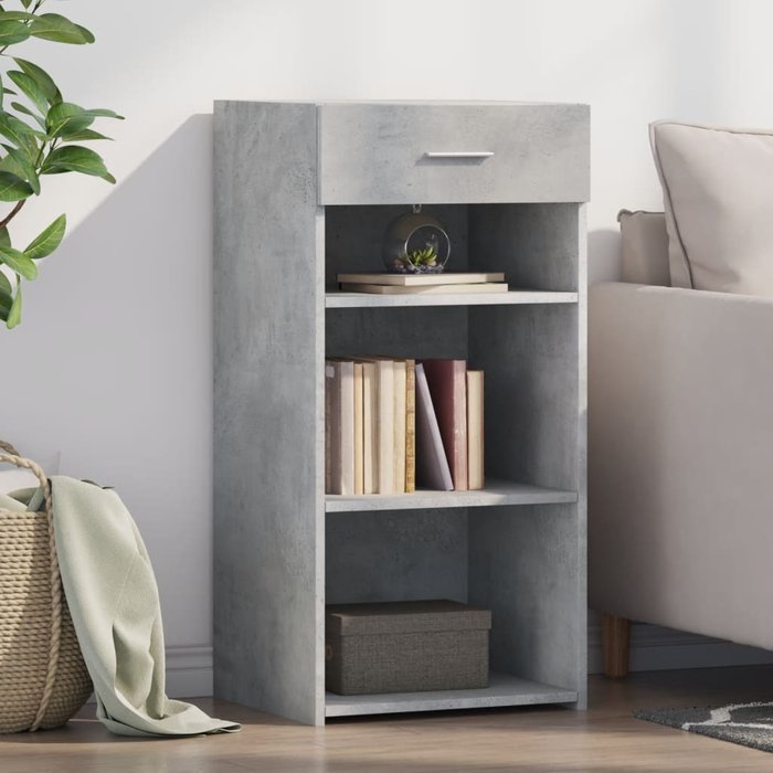 Aparador gris hormigón de 45x42,5x93 cm, madera de ingeniería.