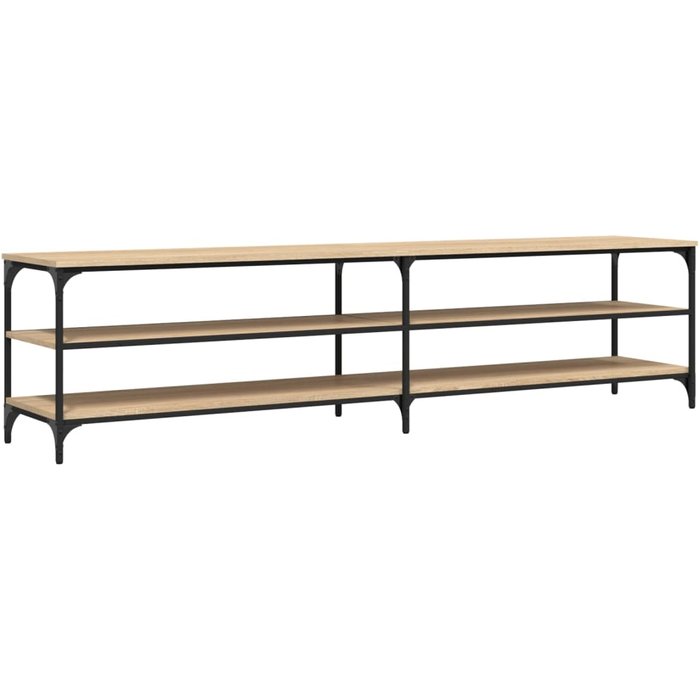 Mueble de tv de contrachapado de roble sonoma y metal 200x30x50cm - comfortxl