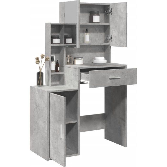 Tocador con mueble gris hormigón 80x35x132 cm vidaxl