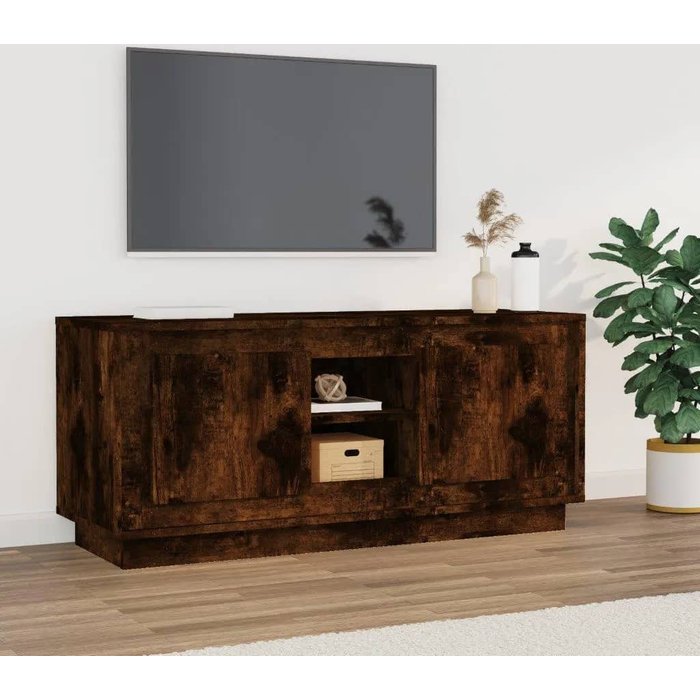 Mueble para tv madera roble ahumado 102x35x45 cm unico / marrón